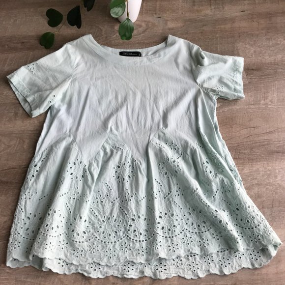 Zanzea Mint Lace Blouse, M - Picture 1 of 4